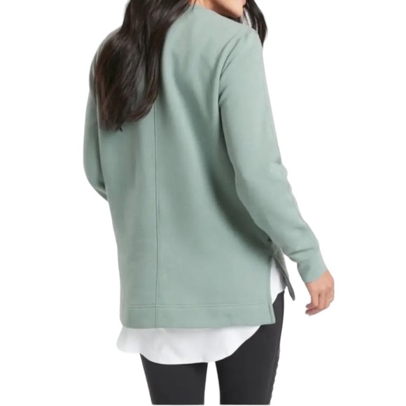 Athleta Retroplush Crewneck Sweatshirt Oversized Minimalistic Grey Green Sz XS - Picture 7 of 13